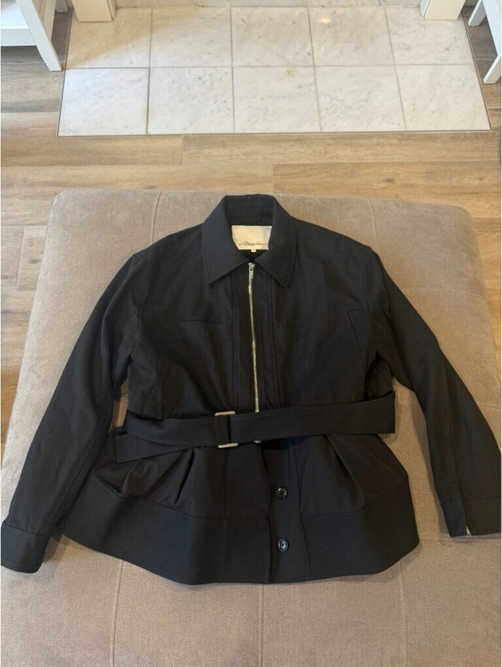 3.1 Phillip Lim Black Belted Zip Jacket Womens M Utility